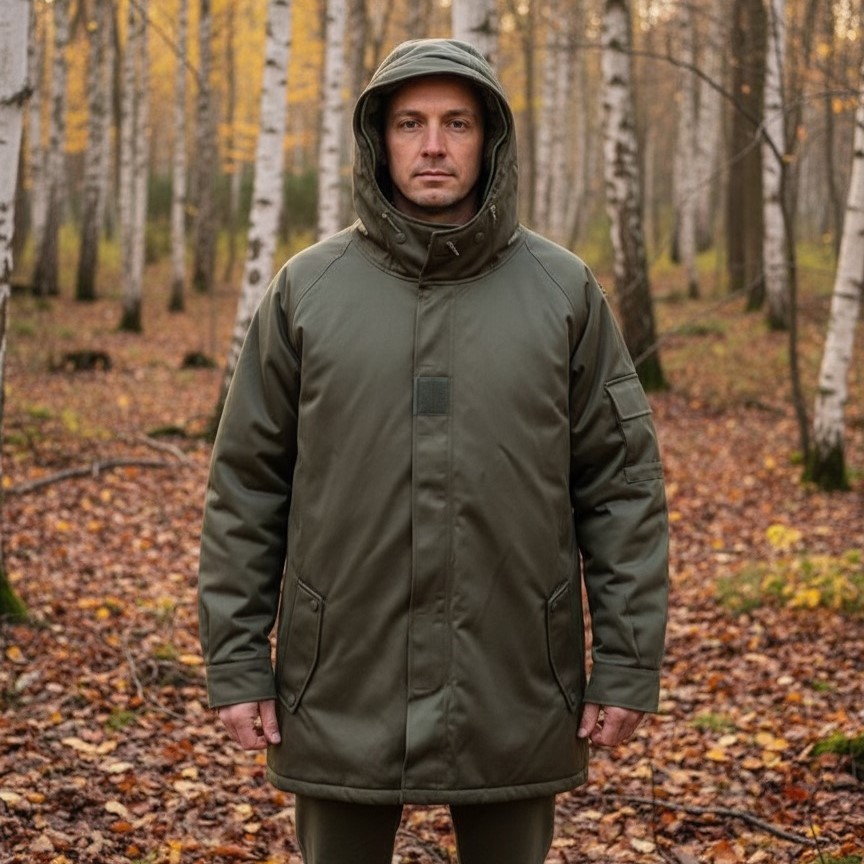 Waterproof-breathable lined military parka