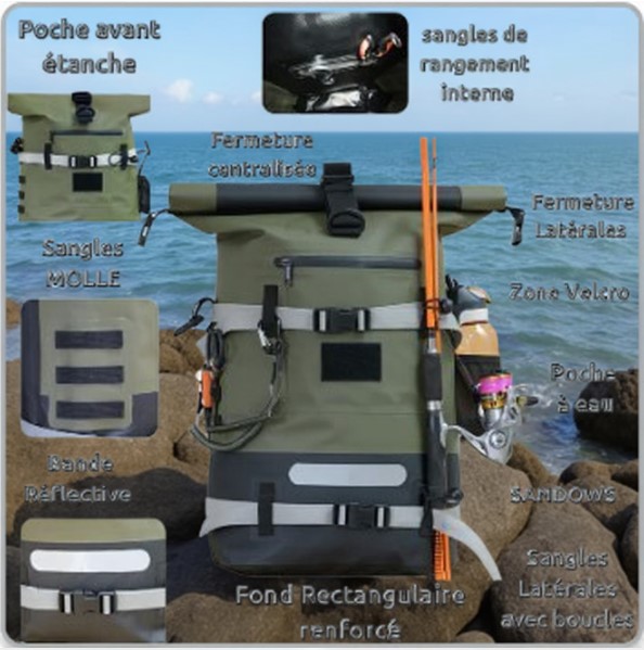 FD Marine zaino modulare impermeabile 20/40L (kaki) - immagine 6