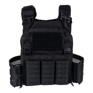 Gilet porte-plaques tactique noir Cordura 500D