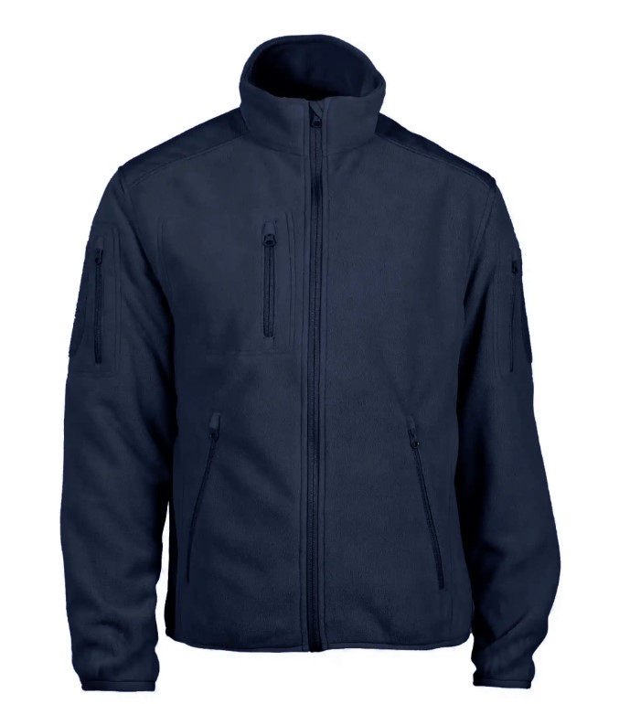 Veste polaire marine GK DUTYCALL pour professionnel et outdoor, fermeture centrale zippée et poches zippées sur le devant.